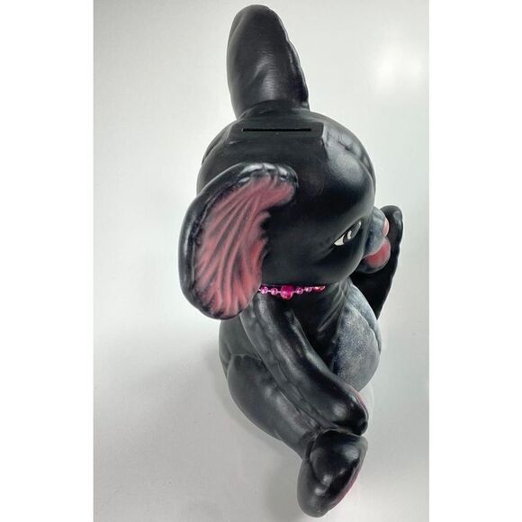 Vintage Ceramic Bunny Piggy Bank 9in W x 9in H x 4in D Black Rare!! BV0611 - Picture 5 of 8